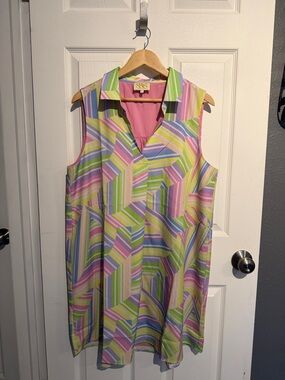 Sleeveless Pastel Stripe Collared Dress